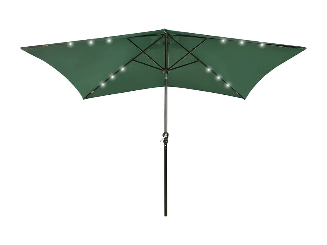 Parasol de jardin-Parasol d'extérieur avec LED et mât en acier Vert 2x3 m