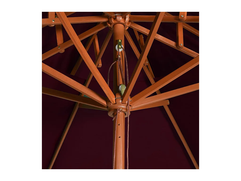 Parasol de jardin à deux étages avec mât en bois rouge bordeaux 270 cm