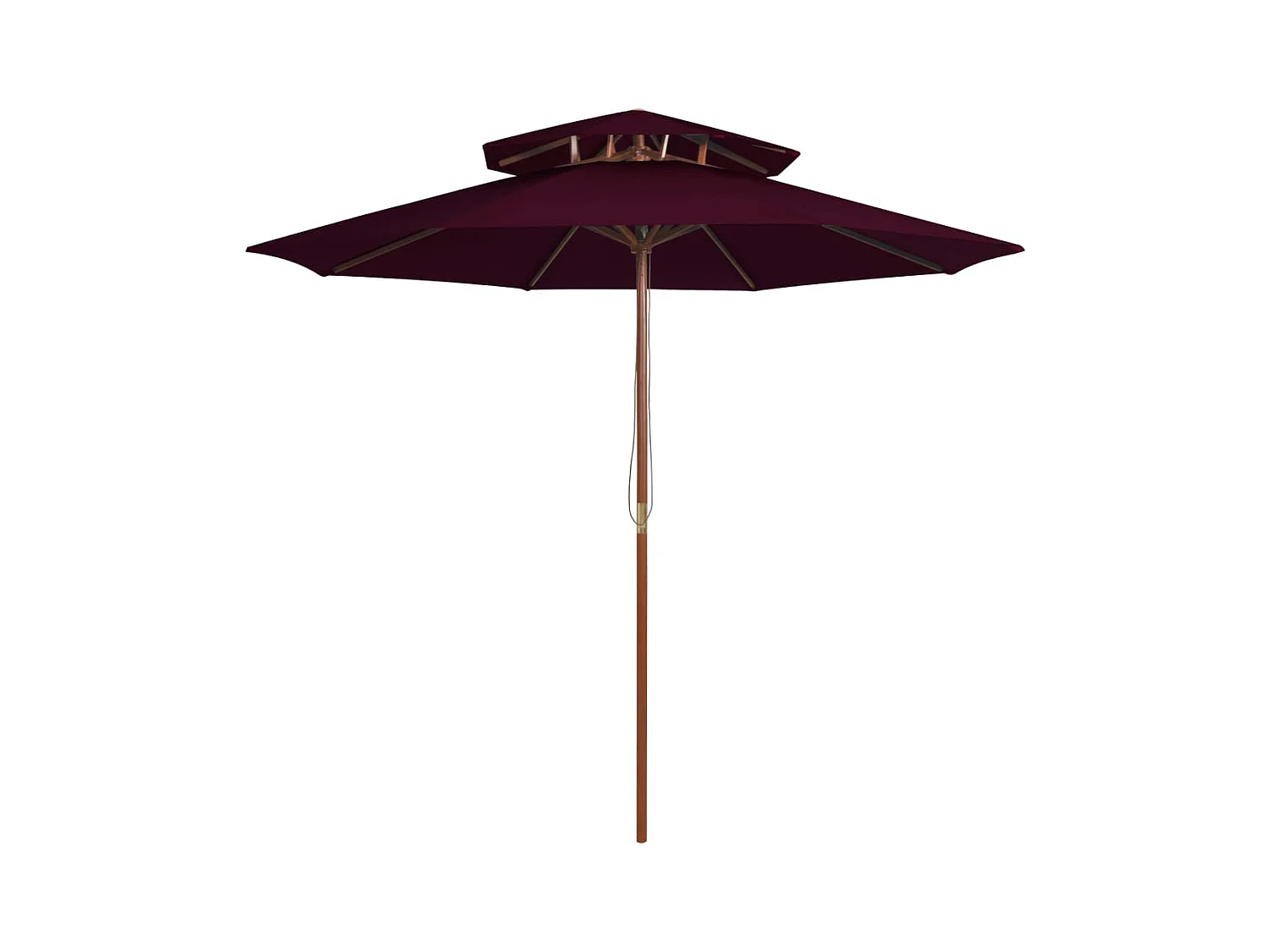 Parasol de jardin à deux étages avec mât en bois rouge bordeaux 270 cm