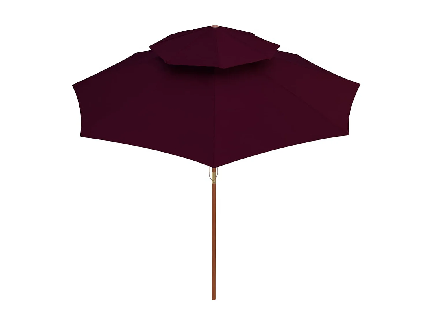 Parasol de jardin à deux étages avec mât en bois rouge bordeaux 270 cm