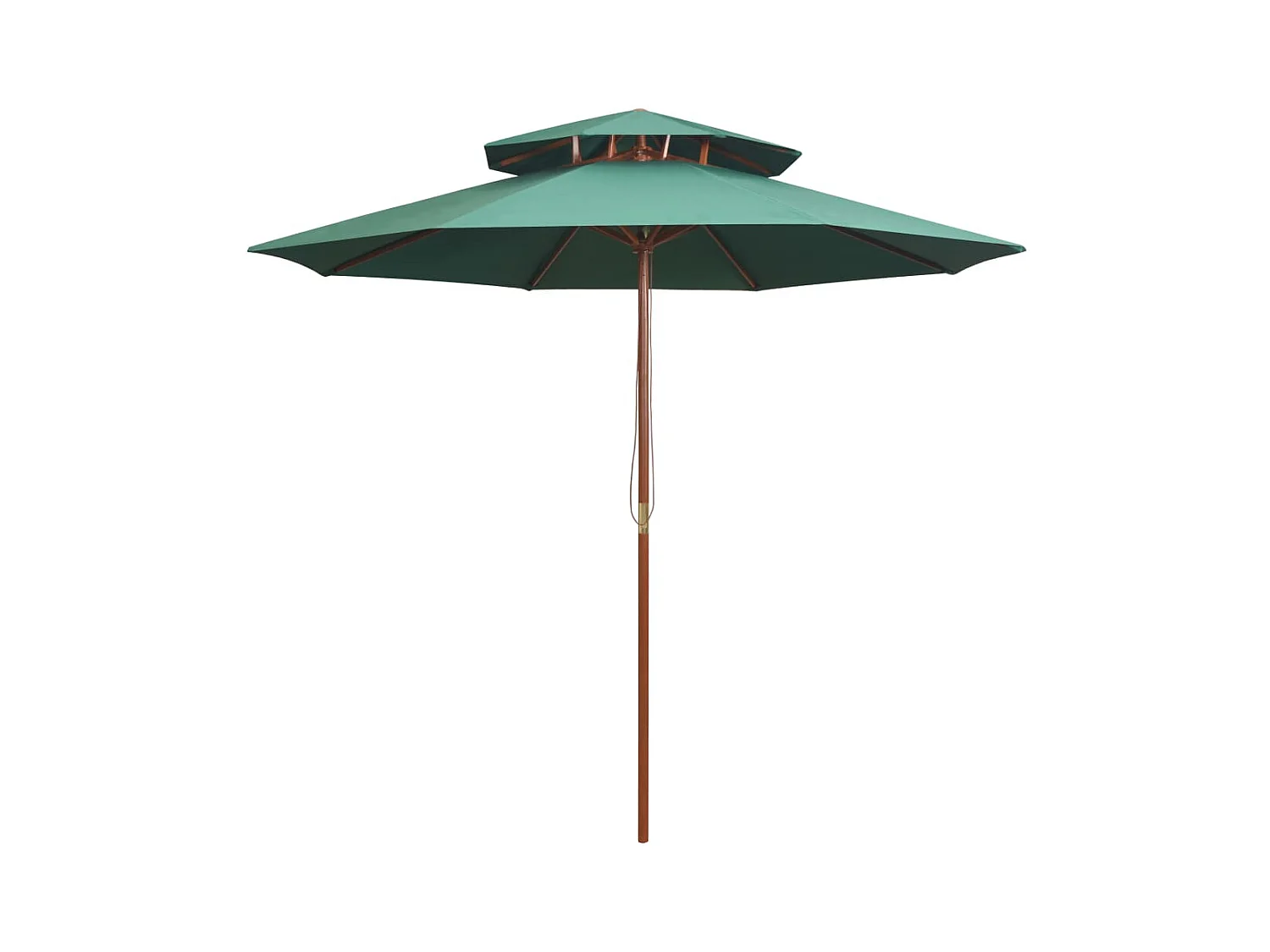 Parasol de jardin à deux étages avec poteau en bois 270 x 270 cm vert