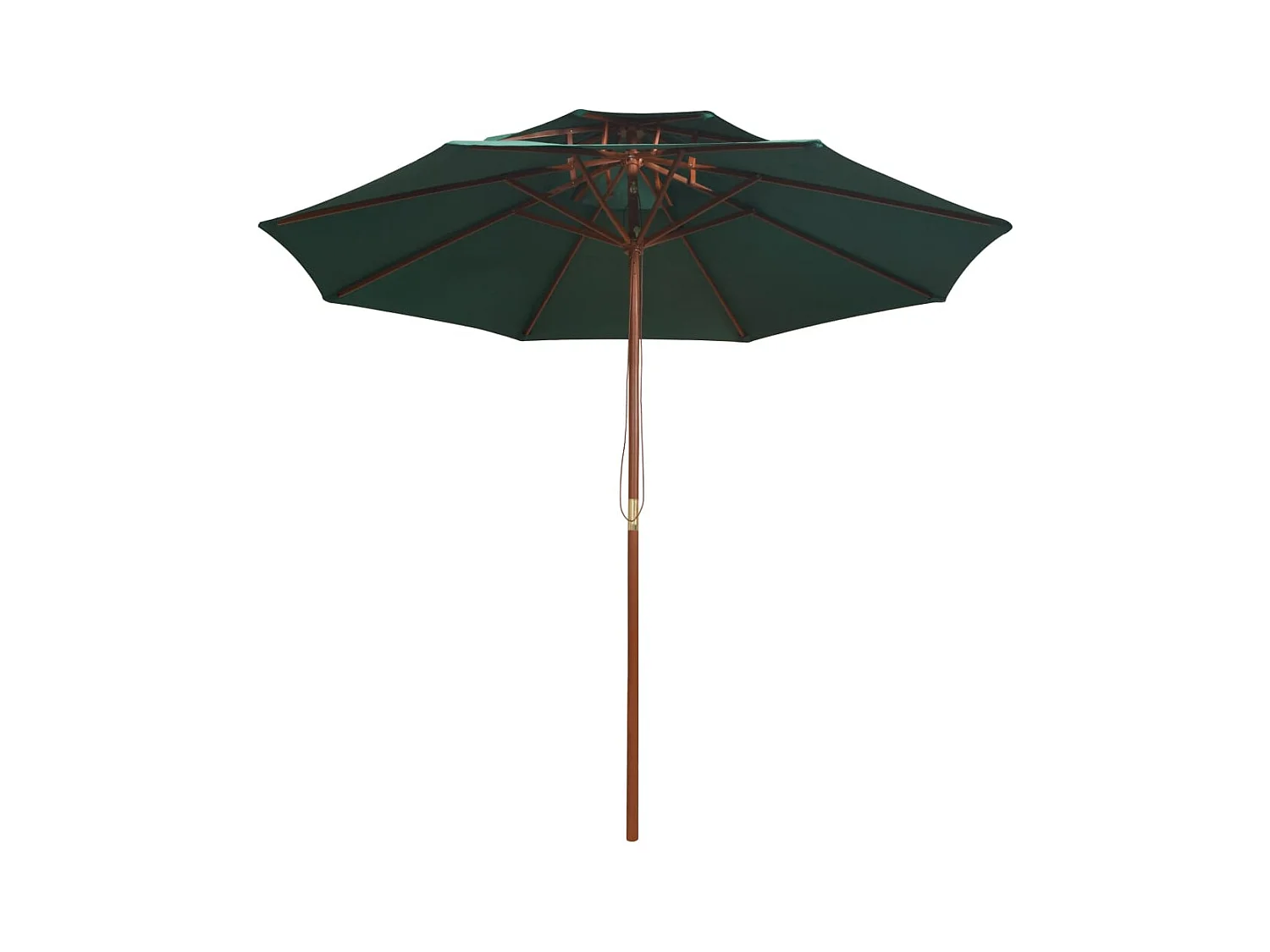 Parasol de jardin à deux étages avec poteau en bois 270 x 270 cm vert