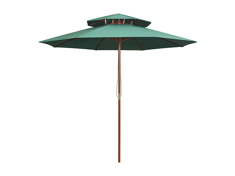 Parasol de jardin à deux étages avec poteau en bois 270 x 270 cm vert