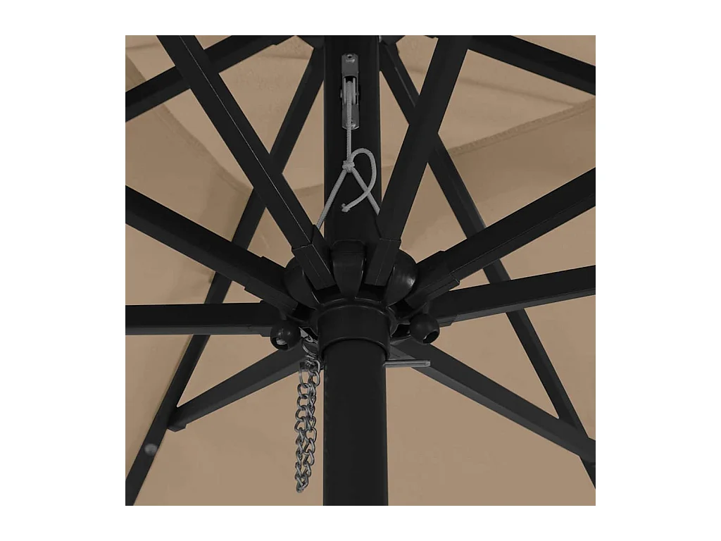 Parasol de jardin-Parasol d'extérieur Taupe et Noir 295 x 295 x 245 cm