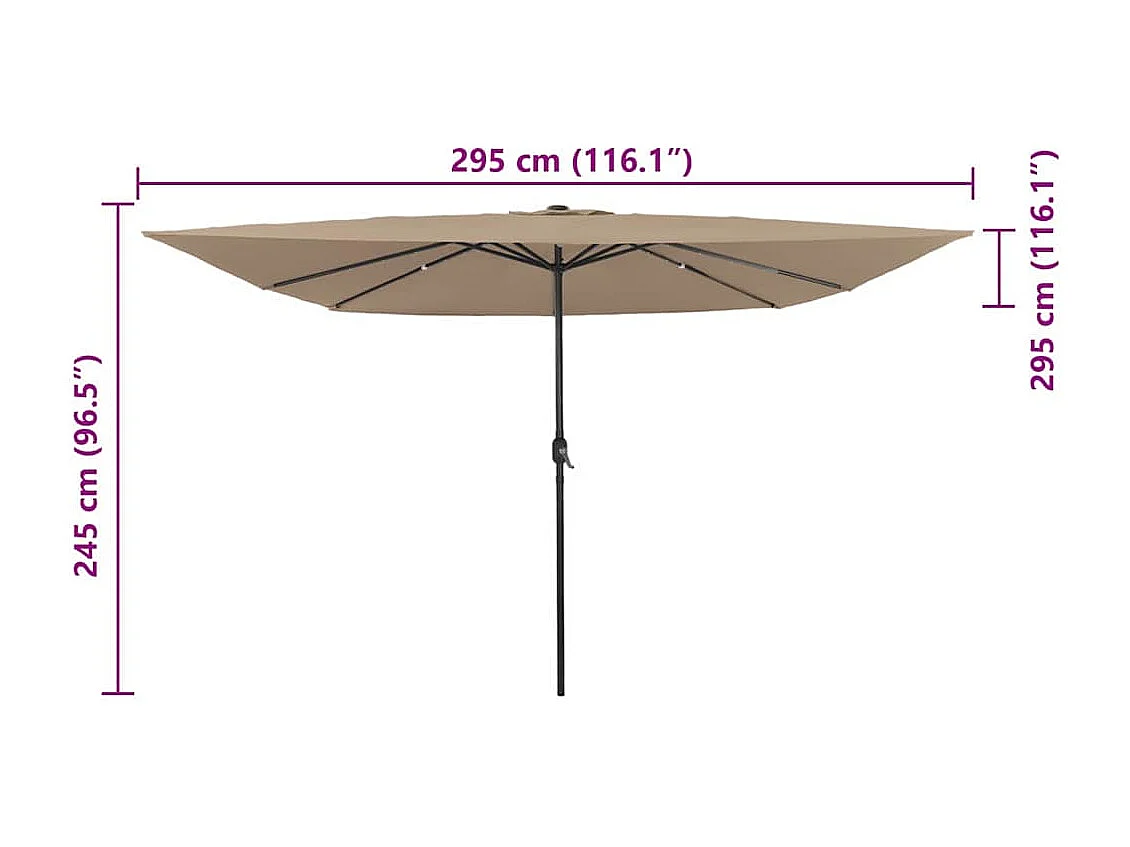 Parasol de jardin-Parasol d'extérieur Taupe et Noir 295 x 295 x 245 cm