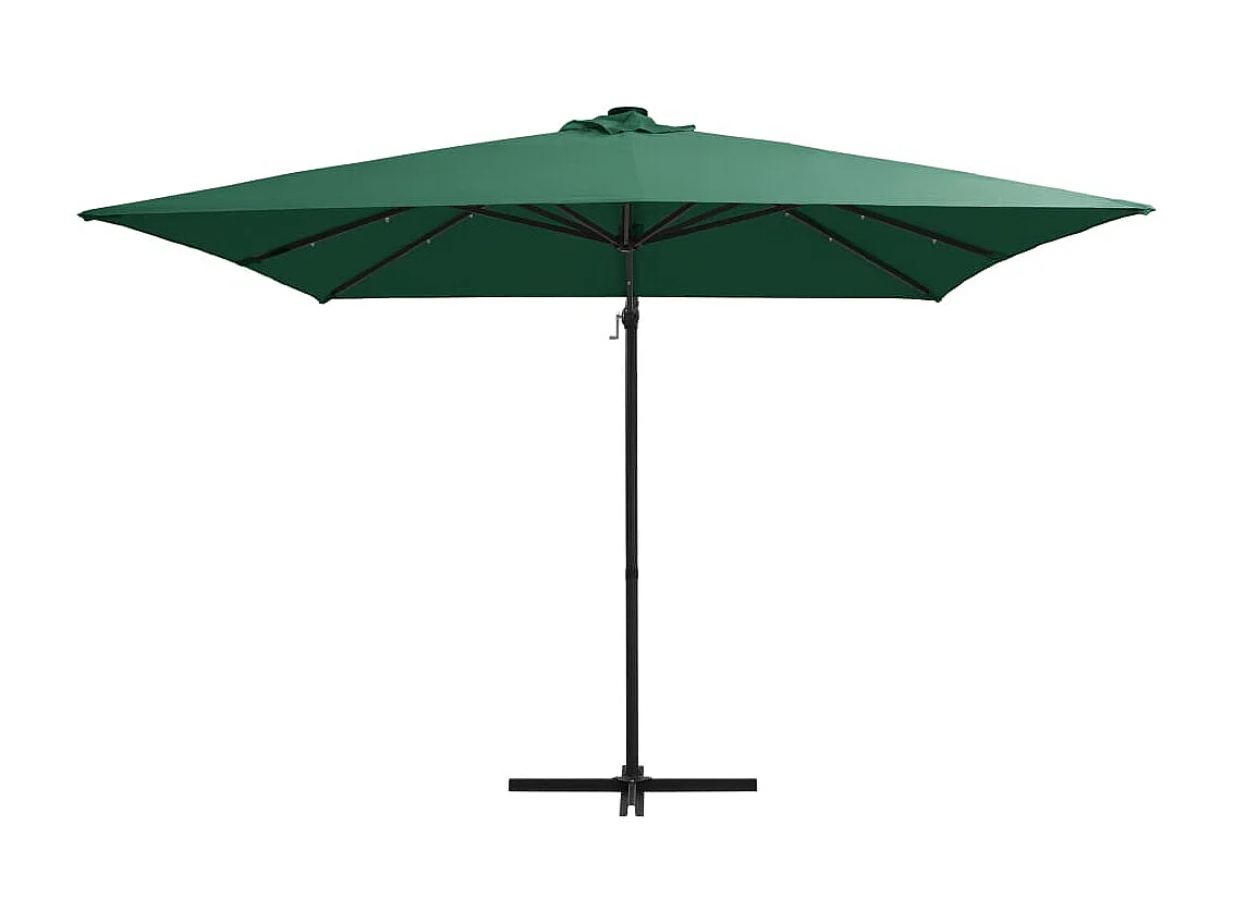 Parasol de jardin-Parasol d'extérieur en porte-à-faux lumières LED et mât en acier