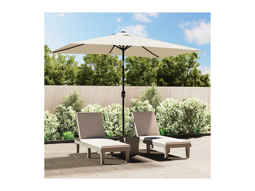 Parasol de jardin 200 x 300 cm Blanc sable Rectangulaire