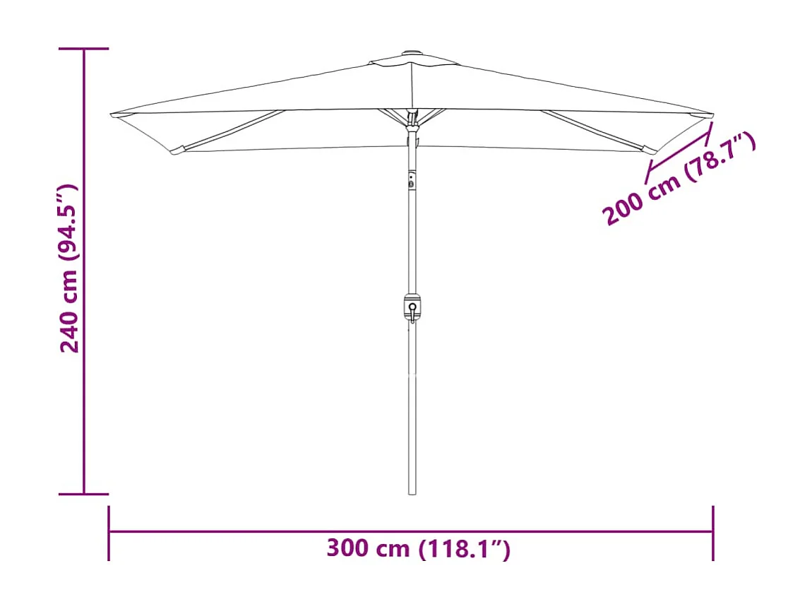 Parasol de jardin 200 x 300 cm Blanc sable Rectangulaire