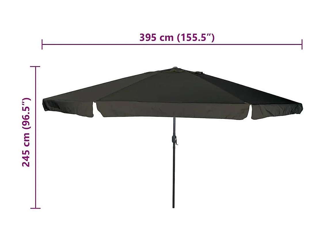 Parasol de jardin-Parasol d'extérieur Noir 395 x 395 x 245 cm Polyester et Acier