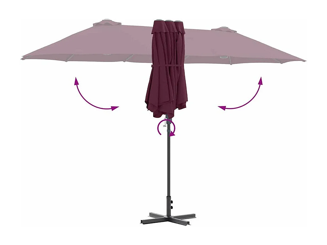 Parasol de jardin-Parasol d'extérieur Rouge bordeaux 370 x 197 x 239 cm
