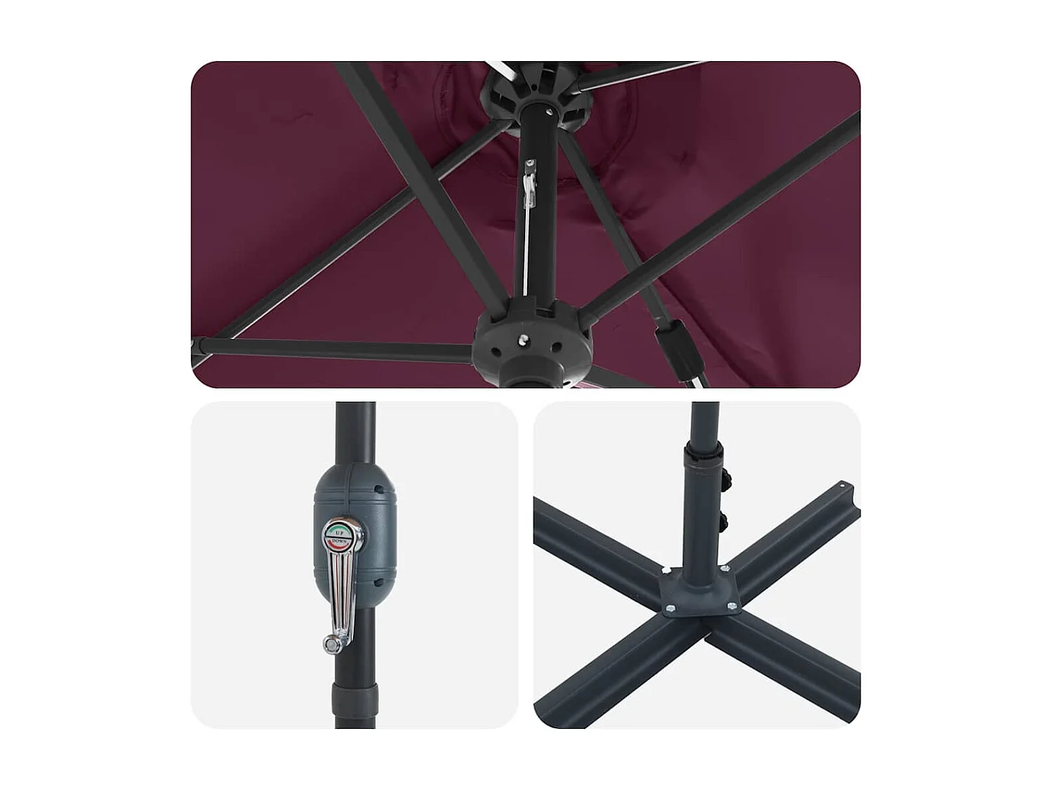 Parasol de jardin-Parasol d'extérieur Rouge bordeaux 370 x 197 x 239 cm