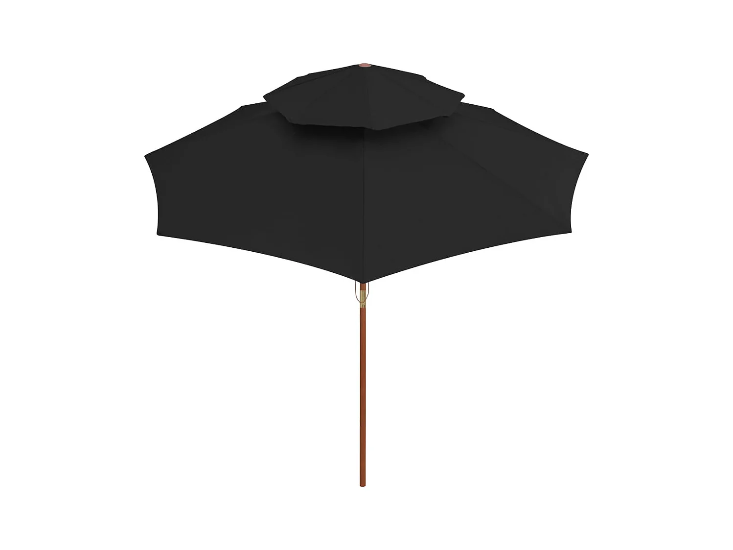 Parasol de jardin à deux étages avec mât en bois noir 270 cm