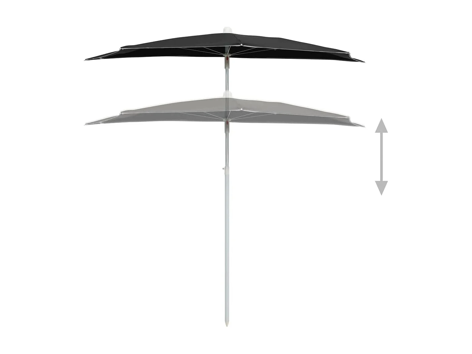 Demi-parasol de jardin avec mât 180x90 cm noir