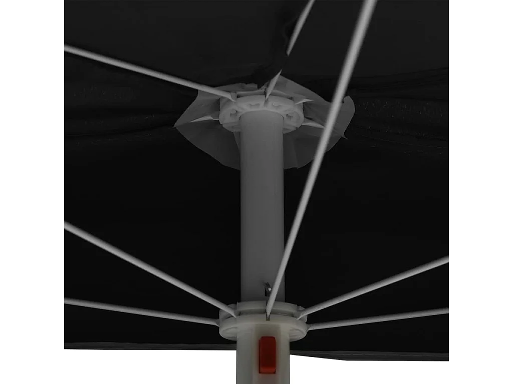 Demi-parasol de jardin avec mât 180x90 cm noir