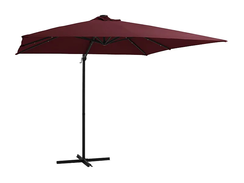 Parasol de jardin-Parasol d'extérieur en porte-à-faux lumières LED rouge bordeaux