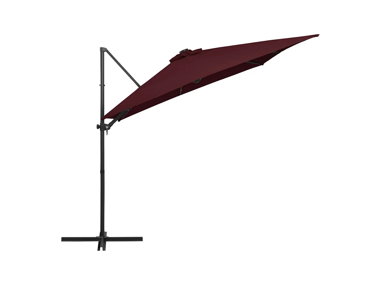 Parasol de jardin-Parasol d'extérieur en porte-à-faux lumières LED rouge bordeaux
