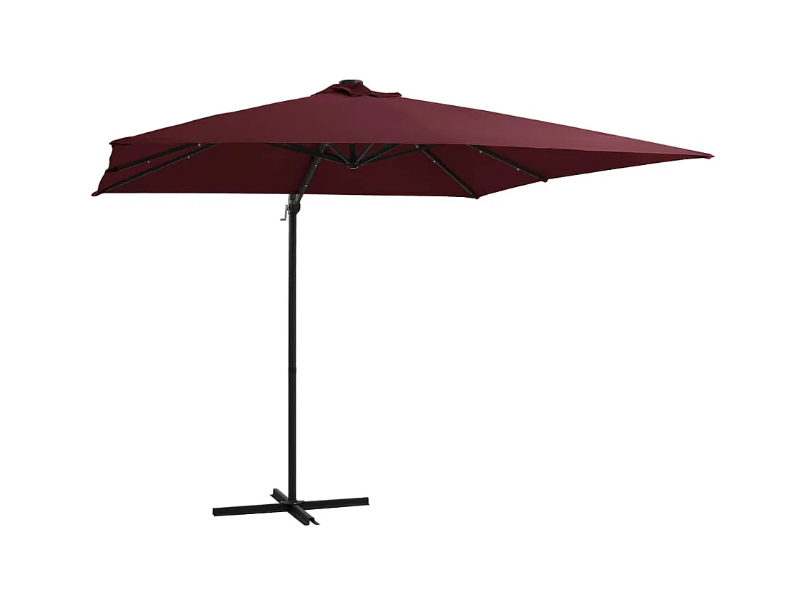 Parasol de jardin-Parasol d'extérieur en porte-à-faux lumières LED rouge bordeaux