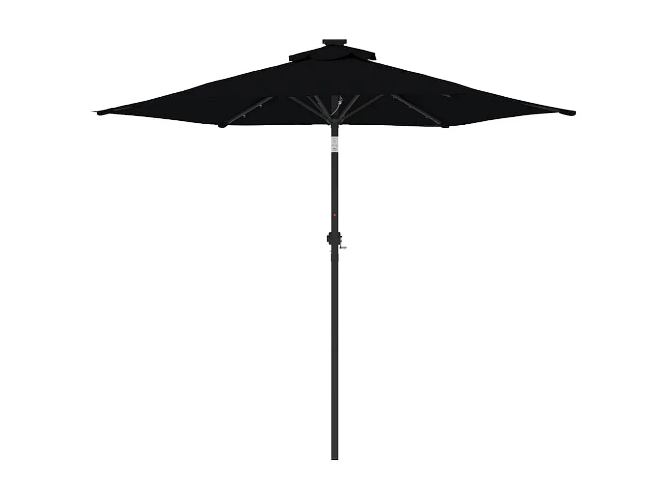 Parasol de jardin-Parasol d'extérieur avec LED mât en acier noir 225x225x212 cm