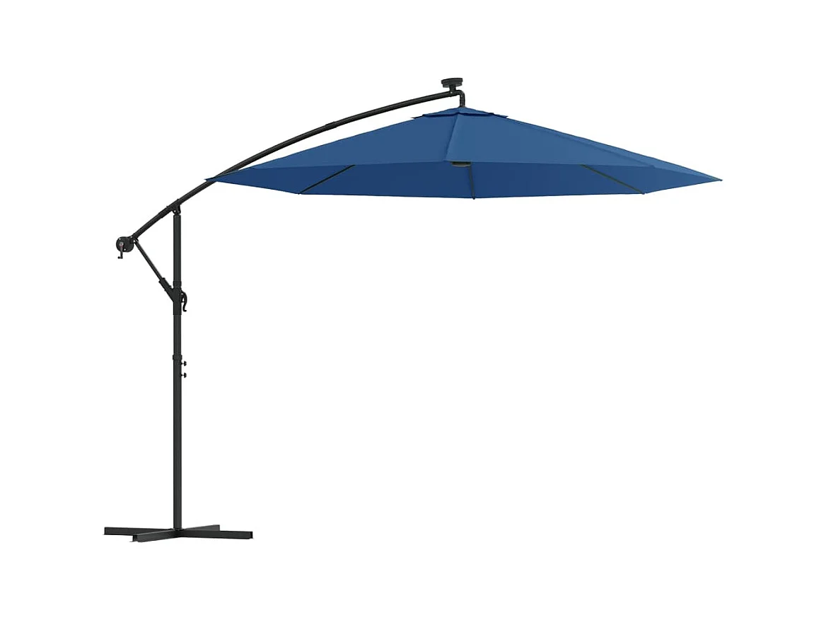 Parasol de jardin en porte-à-faux et lumières LED mât en acier