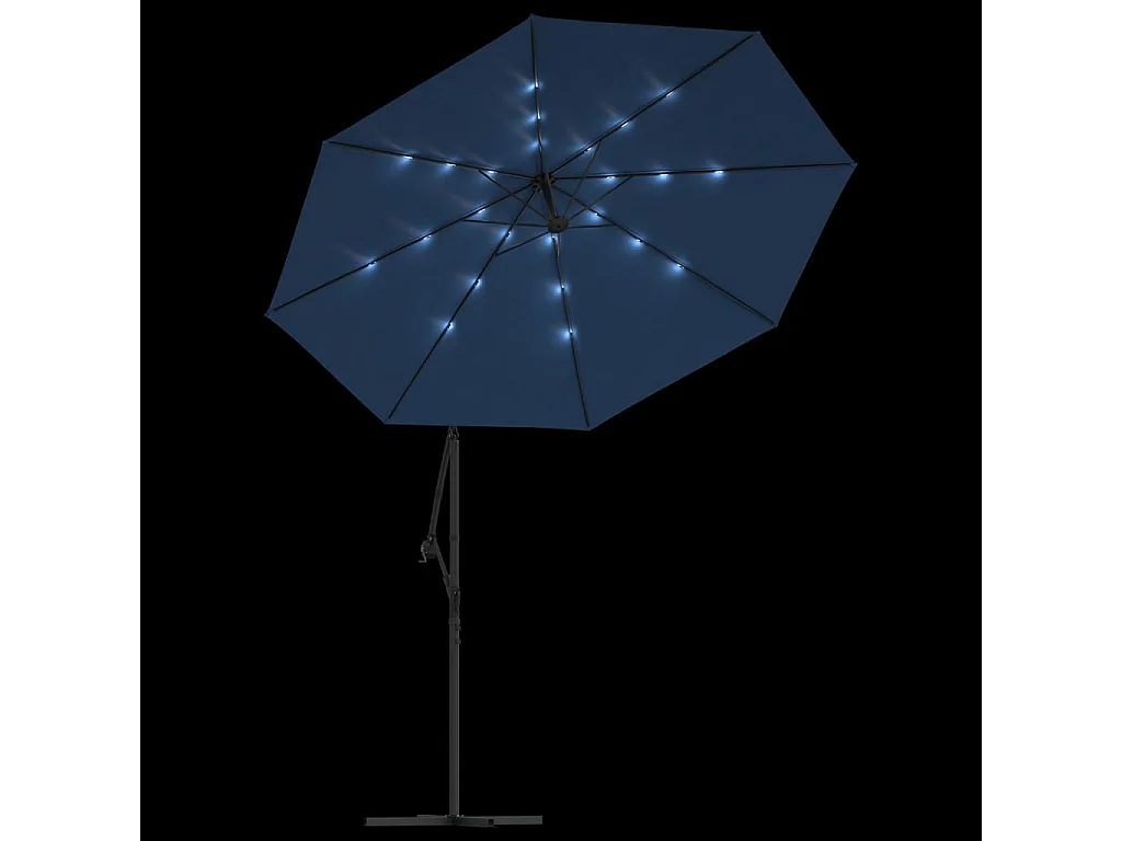 Parasol de jardin en porte-à-faux et lumières LED mât en acier