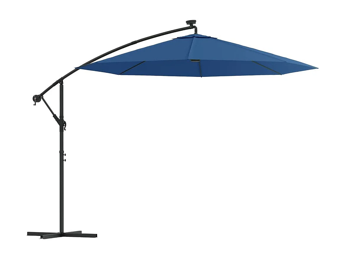 Parasol de jardin en porte-à-faux et lumières LED mât en acier