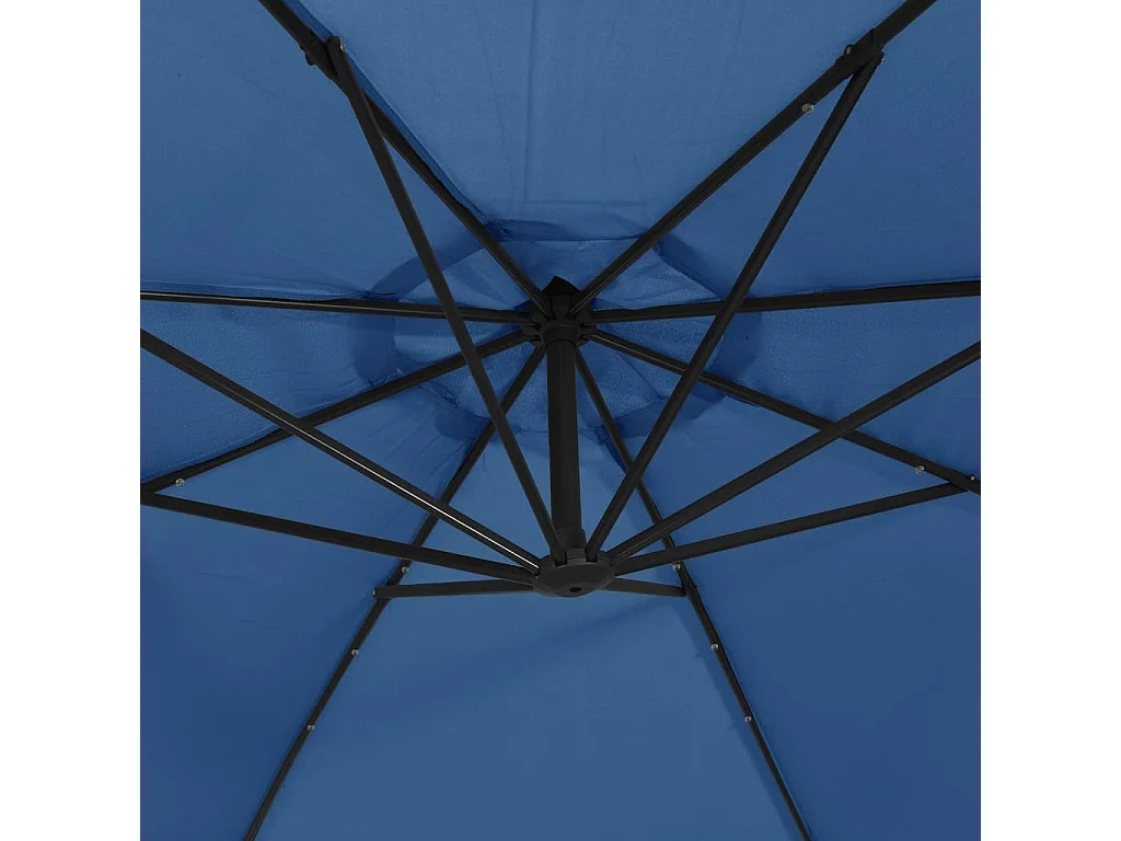 Parasol de jardin en porte-à-faux et lumières LED mât en acier