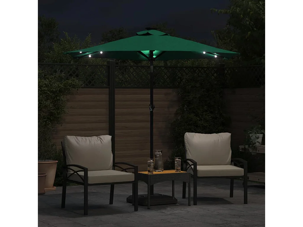 Parasol de jardin-Parasol d'extérieur avec mât en acier vert 225x225x212 cm
