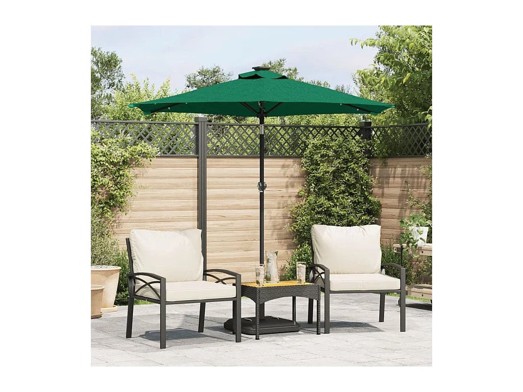 Parasol de jardin-Parasol d'extérieur avec mât en acier vert 225x225x212 cm