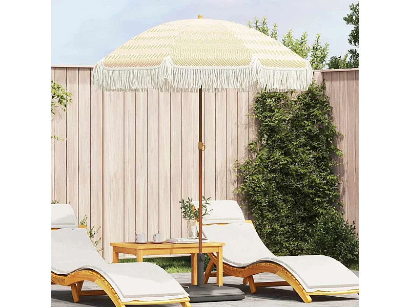 Parasol de jardin-Parasol Jaune et blanc Ø 160 x 195 cm Acier