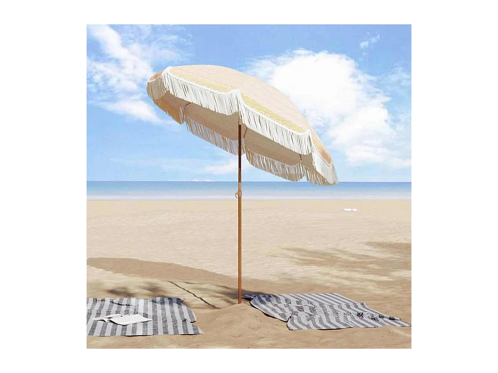 Parasol de jardin-Parasol Jaune et blanc Ø 160 x 195 cm Acier