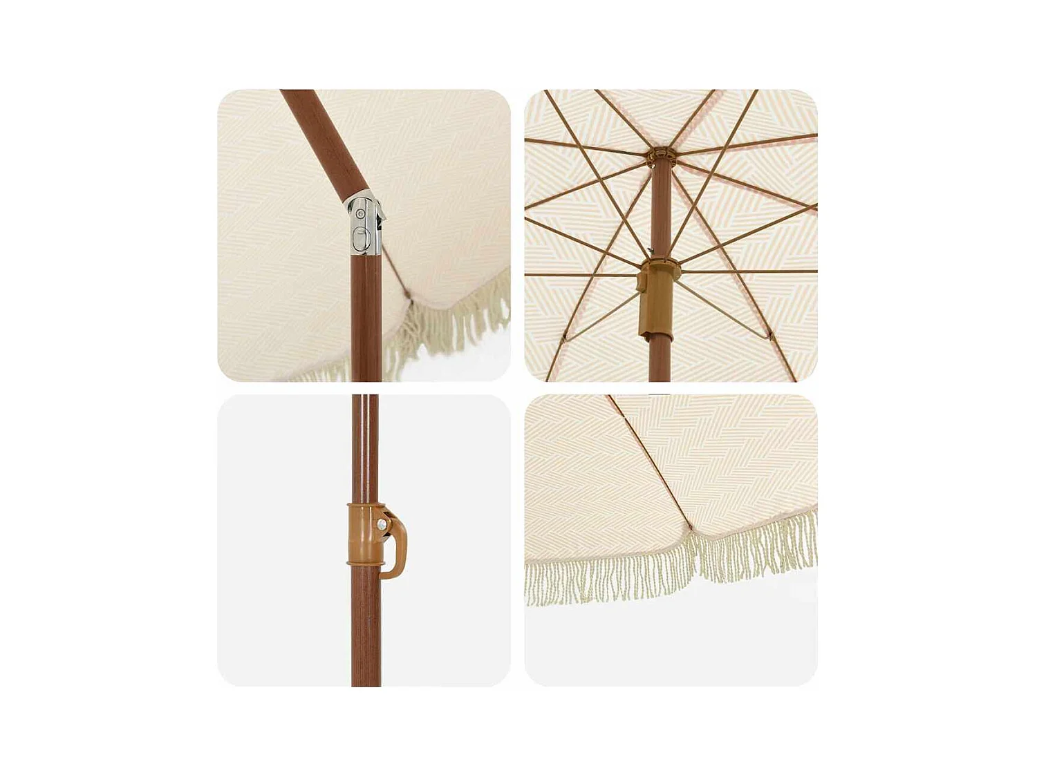 Parasol de jardin-Parasol Jaune et blanc Ø 160 x 195 cm Acier