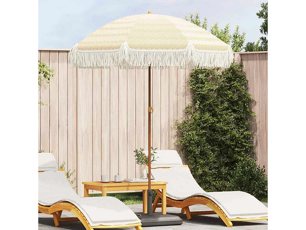 Parasol de jardin-Parasol Jaune et blanc Ø 160 x 195 cm Acier