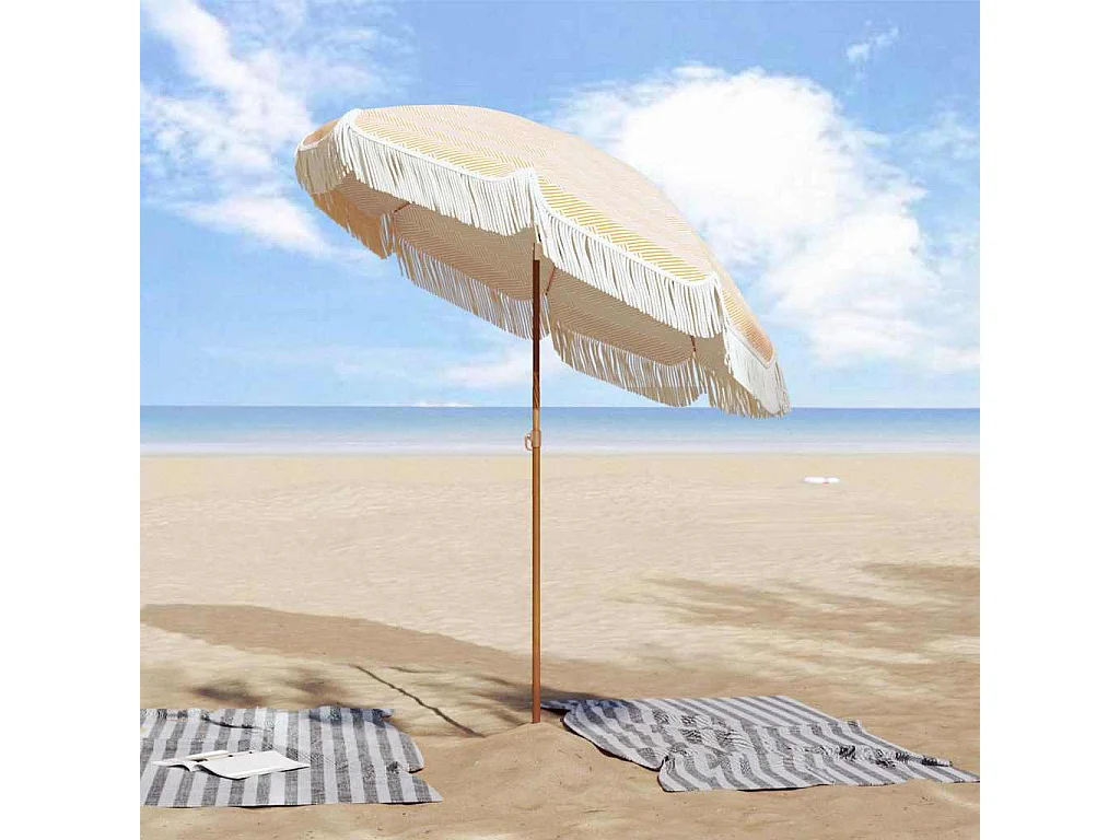 Parasol de jardin-Parasol Jaune et blanc Ø 160 x 195 cm Acier