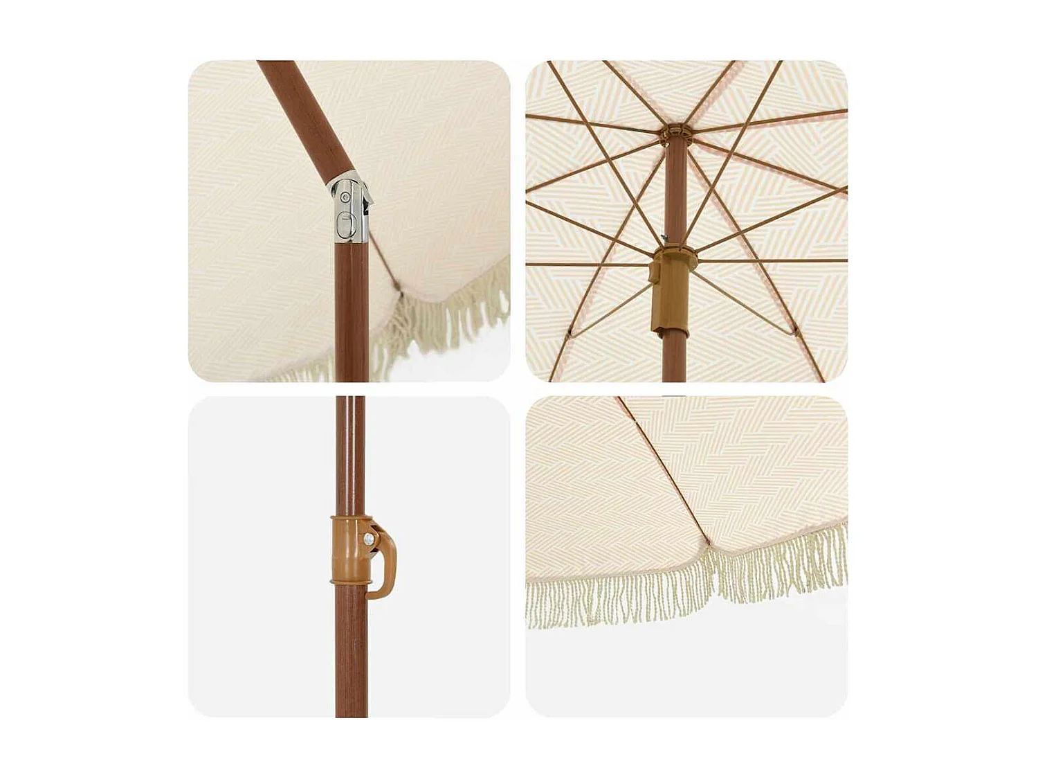 Parasol de jardin-Parasol Jaune et blanc Ø 160 x 195 cm Acier