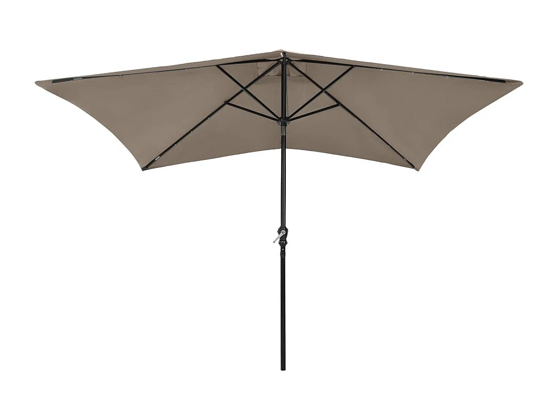 Parasol de jardin-Parasol d'extérieur avec LED et mât en acier taupe 2x3 m
