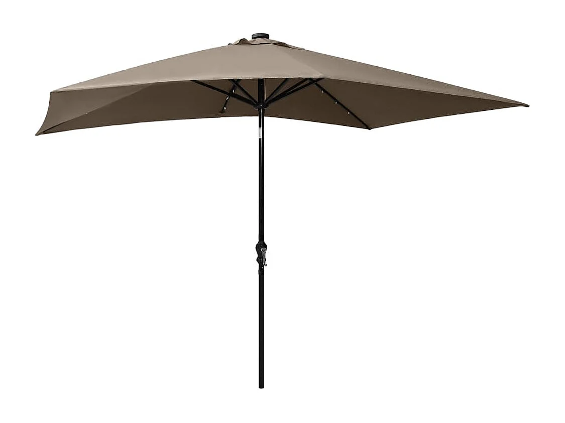 Parasol de jardin-Parasol d'extérieur avec LED et mât en acier taupe 2x3 m