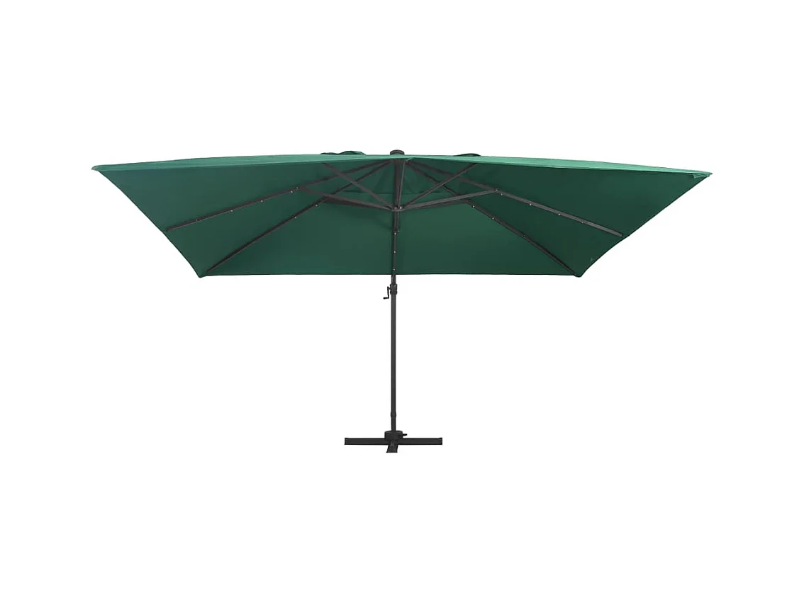 Parasol de jardin-Parasol d'extérieur en porte-à-faux lumières LED mât en aluminium