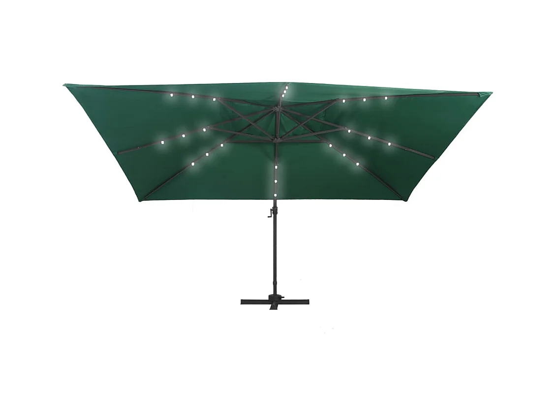 Parasol de jardin-Parasol d'extérieur en porte-à-faux lumières LED mât en aluminium