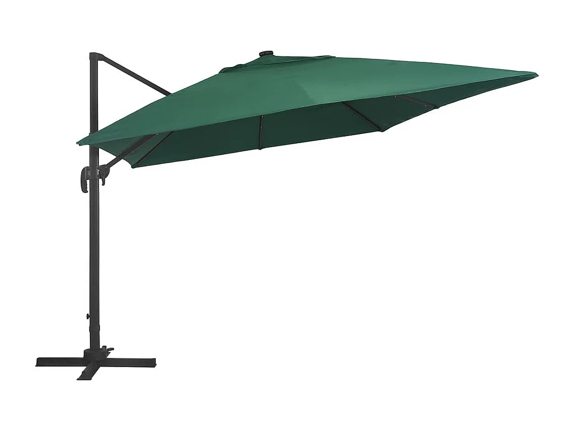 Parasol de jardin-Parasol d'extérieur en porte-à-faux lumières LED mât en aluminium
