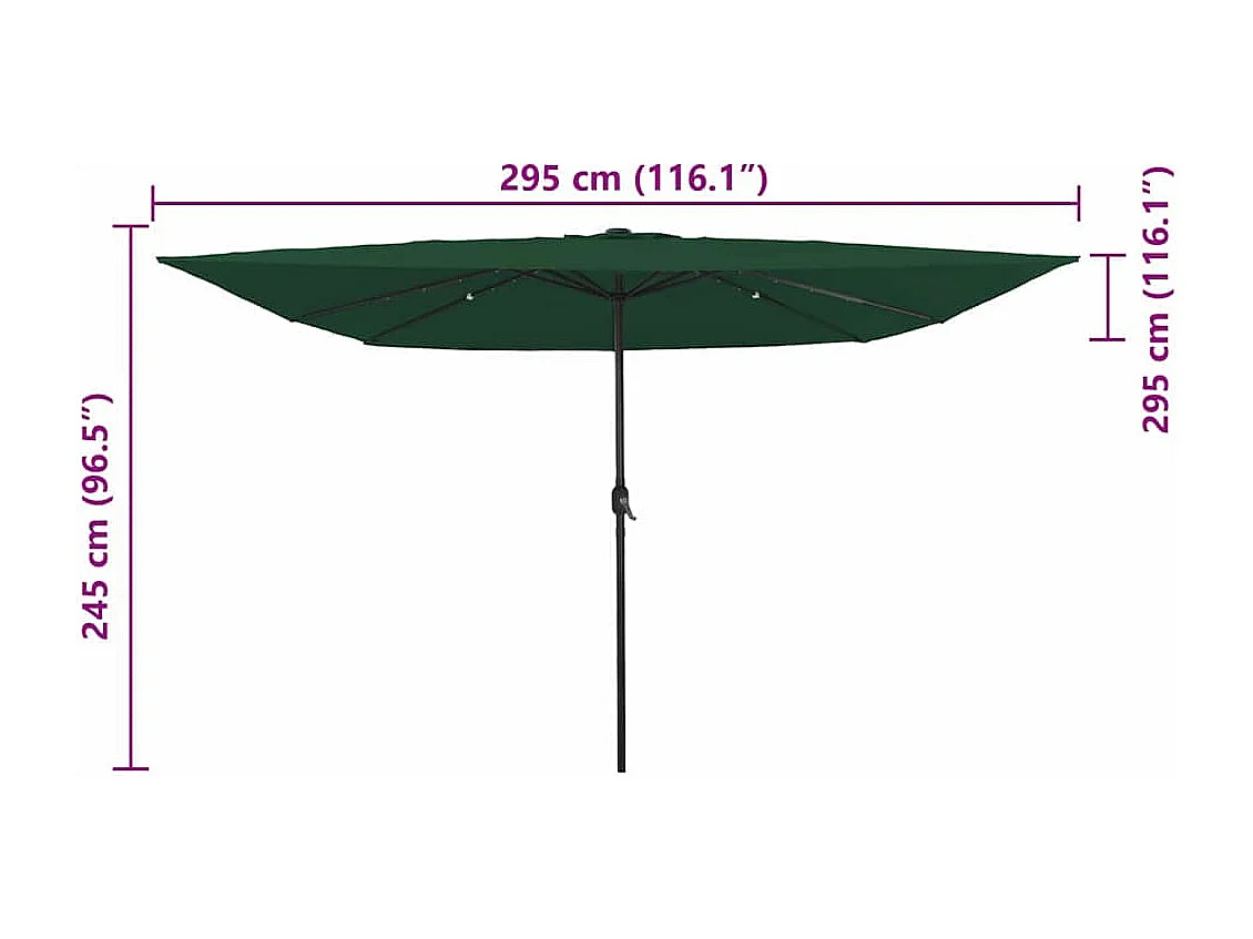 Parasol de jardin-Parasol d'extérieur Vert et Noir 295 x 295 x 245 cm