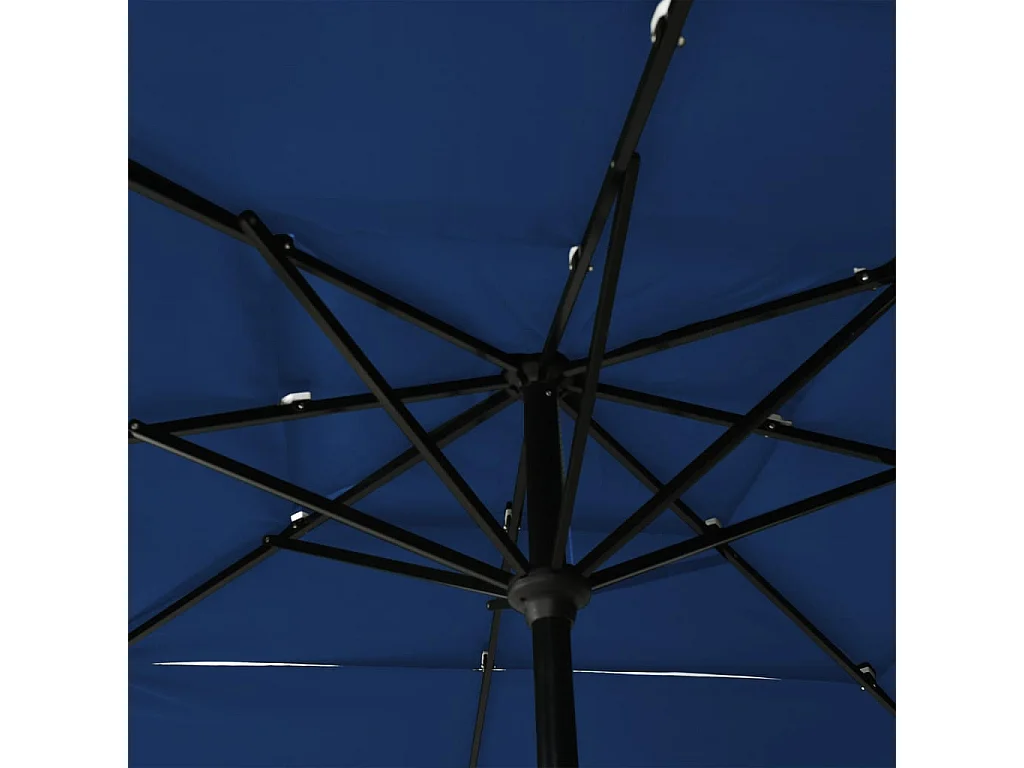 Parasol de jardin-Parasol à 3 niveaux  avec mât en aluminium bleu azuré
