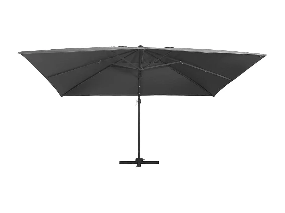Parasol de jardin-Parasol d'extérieur en porte-à-faux lumières LED mât en aluminium
