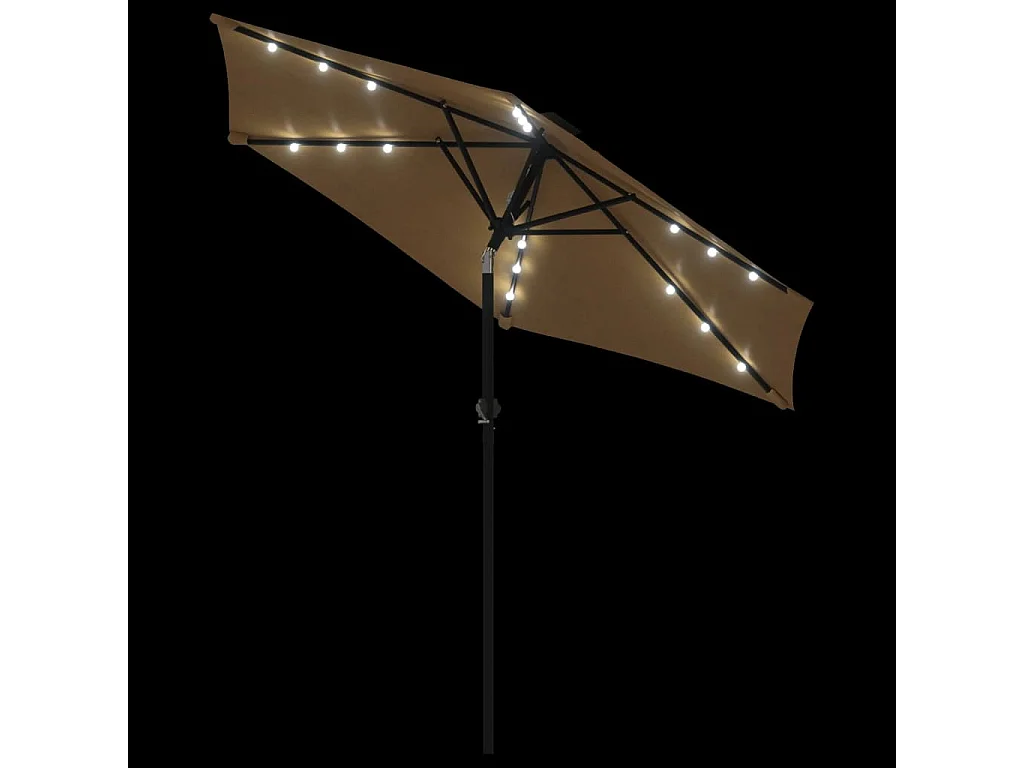 Parasol de jardin-Parasol d'extérieur avec LED mât en acier taupe 225x225x212 cm