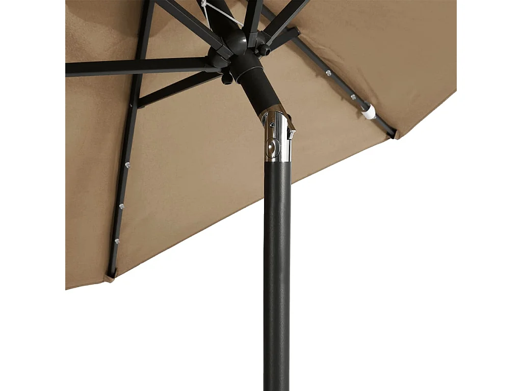 Parasol de jardin-Parasol d'extérieur avec LED mât en acier taupe 225x225x212 cm