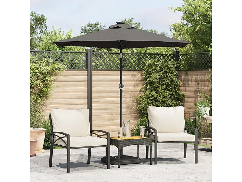 Parasol de jardin-Parasol d'extérieur LED et mât en acier anthracite 225x225x212 cm