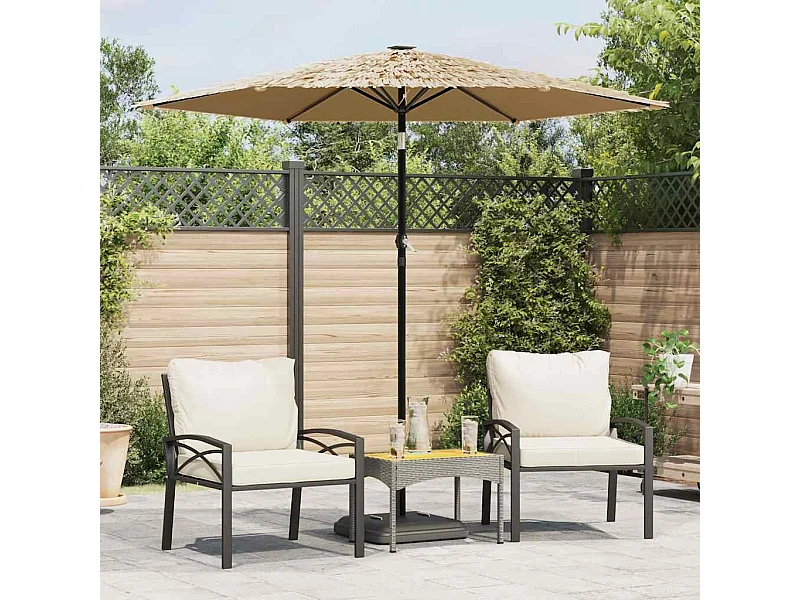Parasol de jardin-Parasol d'extérieur avec LED et mât en acier marron 223x223x213cm