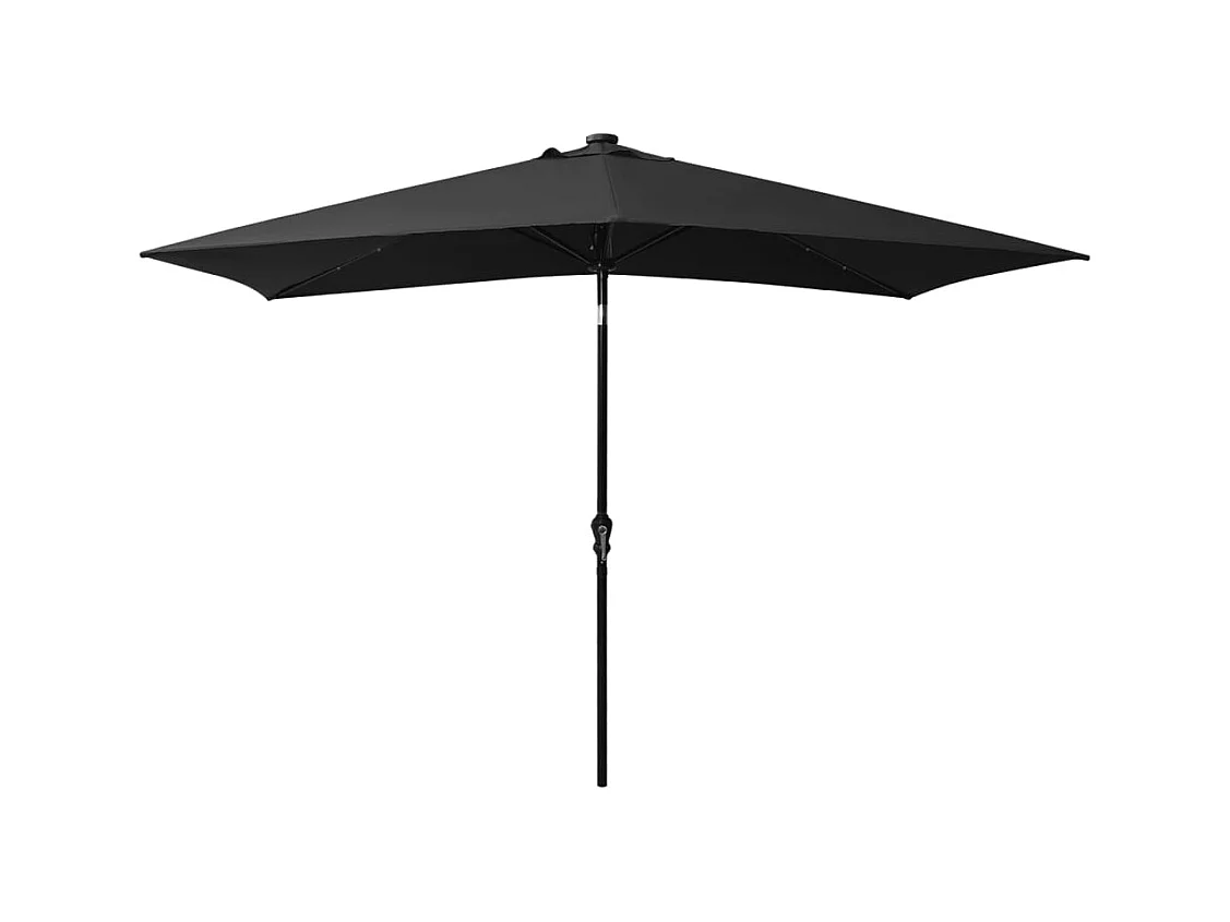 Parasol de jardin-Parasol d'extérieur avec LED et mât en acier noir 2x3 m