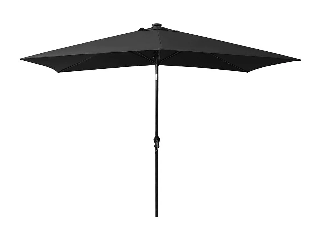 Parasol de jardin-Parasol d'extérieur avec LED et mât en acier noir 2x3 m