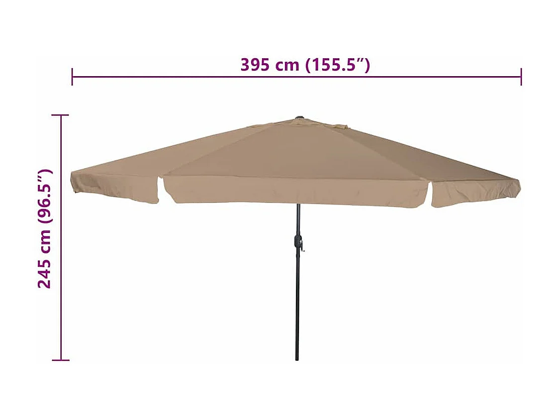 Parasol de jardin-Parasol d'extérieur Taupe et Noir 395 x 395 x 245 cm