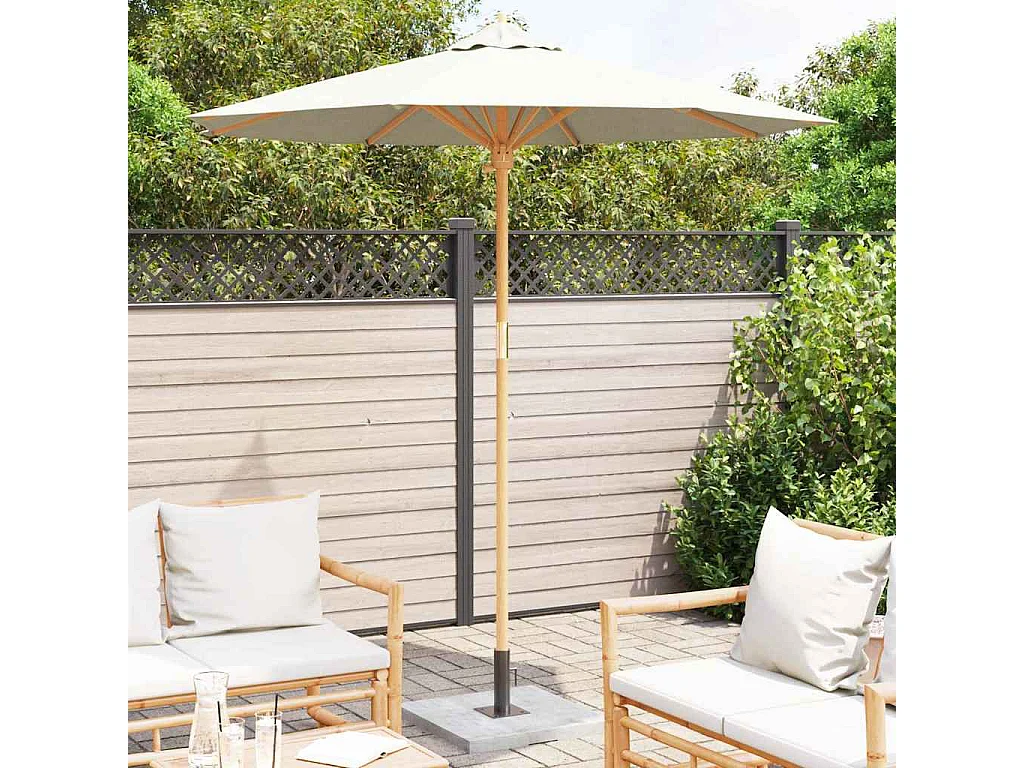 Parasol de jardin-Parasol d'extérieur Blanc crème 217 x 217 x 230 cm Bambou